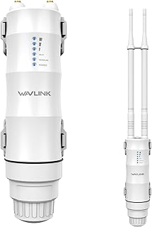 WAVLINK AC1200 — уличный Wi-Fi-расширитель дальнего действия, двухдиапазонная точка доступа для наружного использования с активным/пассивным PoE, порты WAN/LAN, водонепроницаемость IP67, поддержка режимов AP/Router/Repeater, 2 антенны с высоким коэффициентом усиления 7 дБи.