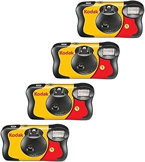 Одноразовый фотоаппарат Kodak Fun Saver 35 мм со вспышкой, 27 кадров, 4 штуки в упаковке.