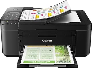 Беспроводной многофункциональный принтер Canon PIXMA TR4720 для домашнего использования, с автоматической подачей документов, возможностью мобильной печати и встроенным факсом, черный.