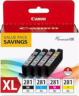 Оригинальный четырехцветный картридж Canon CLI-281 XL BKCMY, совместимый с принтерами серий TR8520, TS9120, TS8120, TS6120, TS9521C/a, TS9520/a, TS8220, TS6220, TS8320, TS6320, TS702/a и TR8620/a.