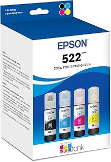 Набор чернил Epson 522 EcoTank сверхбольшой емкости (черный и цветной) (T522120-BCS) совместим с принтерами EcoTank ET-2720, ET-2800, ET-2803, ET-2840, ET-4700, ET-4800, ET-4810.