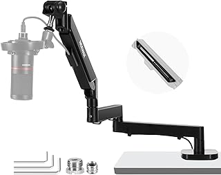 Настольный кронштейн для микрофона Neewer Low Profile, поворотный на 360°, с пневматической регулировкой демпфирования и системой организации кабелей, совместим с микрофоном Shure MV7 SM7B Blue Yeti для игр, стриминга и подкастов, MS002.