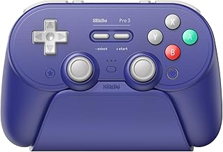 8BitDo Pro 3 Bluetooth контроллер для Switch/Switch 2 – джойстики TMR, сменные кнопки ABXY, кнопки Pro Back, зарядная док-станция, триггеры на основе датчиков Холла, для Windows, Apple, SteamOS, Android – фиолетовый
