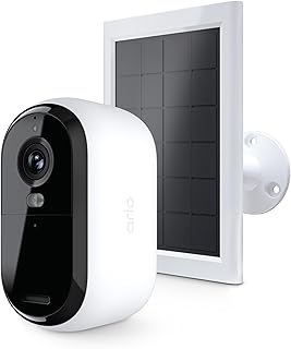 Беспроводная камера видеонаблюдения Arlo Essential 2-го поколения с солнечной панелью — уличная и внутренняя беспроводная камера со встроенным прожектором, цветным ночным видением, датчиком движения и возможностью самостоятельной установки — белая, 1 шт., VMK3050