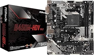 Материнская плата B450M-HDV R4.0 AMD B450 AM4 Socket, процессоры Ryzen 2000-5000, оперативная память DDR4 3200 64 ГБ, HDMI, DVI-D, D-Sub, SATA 6 Гбит/с, Micro ATX, M.2