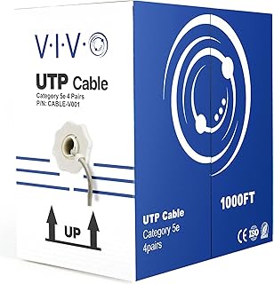 Кабель VIVO Cat5e, 1000 футов, CCA Ethernet, 24 AWG, UTP, монтажная коробка, для локальной сети, серый, CABLE-V001