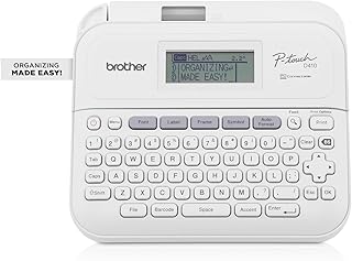 Усовершенствованный принтер этикеток Brother P-Touch PT-D410 для дома и офиса | Подключается через USB для создания и печати на этикеточных лентах TZe шириной до ~3/4 дюйма, белый.