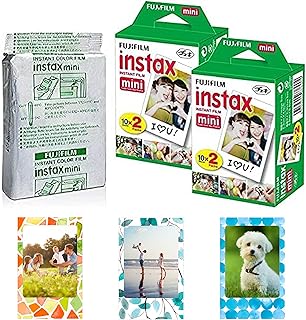 Фотопленка Fujifilm Instax Mini мгновенного действия, 10 листов × 5 штук (всего 50 снимков) в комплекте с фоторамками Tudak с магнитами [оптовая упаковка]