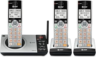 Беспроводной DECT-телефон AT&T 6.0 с возможностью расширения и автоответчиком, серебристо-черный, с 3 трубками.