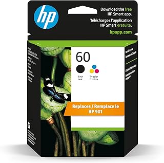 Набор из 60 черных/трехцветных картриджей HP (2 шт.) | DeskJet D1660, D2500, D2600, D5560, F2400, F4200, F4400, F4580; ENVY 100; OfficeJet J4500, J4680, 4500; PhotoSmart C4600, C4700, D110a | N9H63FN
