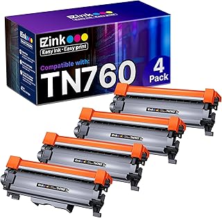 Совместимые картриджи с тонером E-Z Ink TN760 для принтеров Brother TN-760 TN730 TN-730, подходят для использования с принтерами HL-L2350DW HL-L2395DW HL-L2390DW HL-L2370DW MFC-L2750DW MFC-L2710DW DCP-L2550DW (черные, 4 шт.)