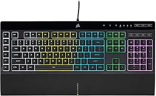 Игровая проводная мембранная клавиатура Corsair K55 RGB PRO – защита от пыли и жидкости IP42 – 6 макроклавиш с интеграцией Elgato – совместимость с iCUE – QWERTY NA – для ПК, Mac, Xbox – черная