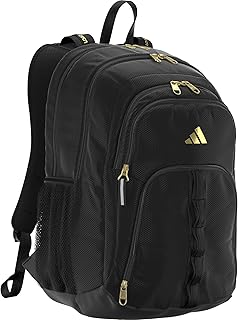 Большой рюкзак adidas Primetime для женщин и мужчин, с отделением для ноутбука, черно-золотистый металлик, один размер.