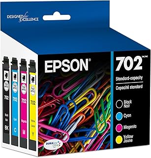 Комплект из двух картриджей EPSON 702 DURABrite Ultra стандартной емкости (черный и цветной) (T702120-BCS) совместим с моделями WorkForce Pro WF-3720, WF-3730, WF-3733.