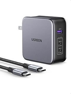 Зарядное устройство UGREEN 140 Вт USB C, зарядное устройство для Mac Book Pro Nexode PD3.1 PPS, 3-портовое складное GaN-зарядное устройство для ноутбука, адаптер питания для MacBook Pro 16'', iPhone 16/15, Chromebook (с кабелем 240 Вт)