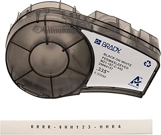 Оригинальная термоусадочная трубка Brady PermaSleeve (M21-187-C-342) для панелей управления и электропроводки, жгутов проводов, черная на белом фоне — для принтеров M210, M210-LAB, M211, BMP21-PLUS и BMP21-LAB, ширина 0,335 дюйма, длина 7 футов.