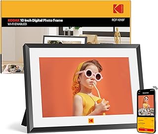 Цифровая фоторамка KODAK с Wi-Fi, 10,1-дюймовым сенсорным IPS-экраном с разрешением 1280x800, 32 ГБ памяти, автоматическим поворотом, возможностью настенного крепления, удобной функцией обмена фотографиями или видео. Идеально подходит для женщин на Рождество и день рождения.