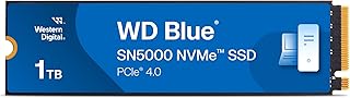 Внутренний твердотельный накопитель Western Digital WD Blue SN5000 NVMe SSD объемом 1 ТБ — PCIe Gen 4.0, M.2 2280, скорость до 5150 МБ/с — WDS100T4B0E