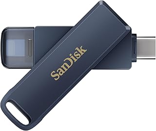 Накопитель SanDisk 256 ГБ для iPhone — совместим с iPhone 15 и более новыми моделями (разъем USB-C) и iPhone 14 и более старыми моделями (разъем Lightning), цвет «Металлическое небо» — SDIXD0N-256G-GN6NE