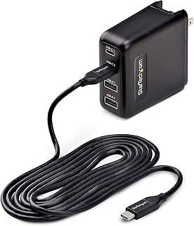 StarTech.com 100 Вт USB-C настенное зарядное устройство, 2x USB-C/2x USB-A, USB PD 3.0, портативное зарядное устройство с быстрой зарядкой на основе GaN, адаптер питания для MacBook Pro/Air, Dell XPS, iPhone 15/Pro, iPad Pro, Samsung S23/S24