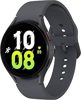 Смарт-часы SAMSUNG Galaxy Watch 5 44 мм с Bluetooth, функциями отслеживания тела, здоровья, фитнеса и сна, улучшенным аккумулятором, сапфировым стеклом, улучшенным GPS-отслеживанием, версия для США, серый (восстановленные).