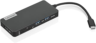 Lenovo – USB-C 7-в-1 концентратор – аксессуар для компьютерной сети и ноутбука – док-станция для ноутбука – 4K через HDMI, 3 устройства USB-A, 2 устройства чтения карт SD/TF, сквозная подача питания через USB-C