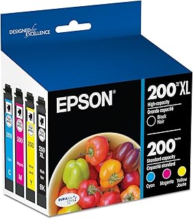 Комплект из 200 картриджей EPSON DURABrite Ultra Ink высокой емкости (черный и стандартный цветной, T200XL-BCS) совместим с принтерами WorkForce WF-2520, WF-2530, WF-2540, Expression XP-200, XP-300, XP-310, XP-400, XP-410.