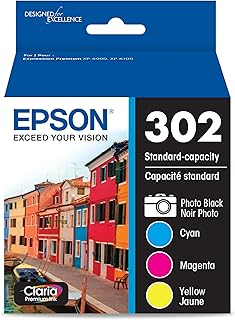 Набор цветных чернил EPSON 302 Claria Premium стандартной емкости (T302520-S) совместим с принтерами Expression Premium XP-6000 и XP-6100.