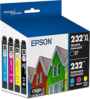 Комплект из двух картриджей EPSON 232 Claria Ink: черный и стандартный цветной (T232XL-BCS). Совместим с моделями WorkForce WF-2930, WF-2950, ​​Expression XP-4200 и XP-4205.
