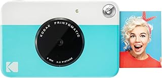Цифровая фотокамера KODAK Printomatic с полноцветной моментальной печатью — красочные фотографии на фотобумаге Zink 2x3 дюйма с клейкой основой — 5 Мп, портативная, креативный и забавный подарок на день рождения, Рождество или другой праздник — синяя.