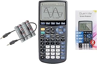 Графический калькулятор TI 83 Plus с комплектом защитной пленки для экрана военного образца, восстановленный (новая модель), сертифицированный.