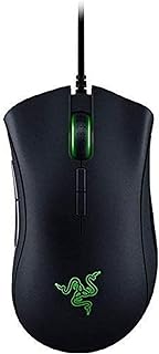 Игровая мышь Razer DeathAdder Elite: оптический сенсор 16 000 DPI, RGB-подсветка Chroma, 7 программируемых кнопок, механические переключатели, резиновые боковые накладки, матовый черный цвет.