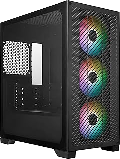 Корпус Cooler Master Elite 301 Micro-ATX с высокой пропускной способностью, минималистичный, максимальная высота видеокарты 365 мм, совместимость с RTX 5080 | RX 7090 XT, максимальная высота системы жидкостного охлаждения 280 мм, разъем Type-C, закаленное стекло, три 120-мм вентилятора aRGB PWM, вентиляционная решетка.