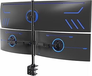 Настольное крепление VIVO Triple Monitor Extra Height Desk Mount для трех мониторов: сверхширокоформатных до 49 дюймов на центральном кронштейне и 27-дюймовых экранов на боковых кронштейнах, выдерживает до 44 фунтов, черное, STAND-V103T