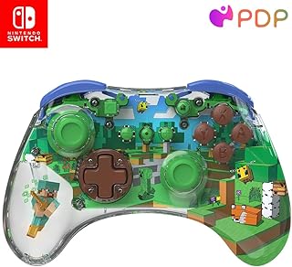Беспроводной контроллер PDP REALMz для Nintendo Switch Pro, настраиваемая светодиодная подсветка, перезаряжаемая батарея на 40 часов, официально лицензировано Nintendo: Minecraft Steve - Лесной биом