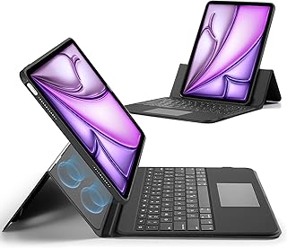 Чехол-клавиатура ESR для iPad Air 13 дюймов (M3/M2, 2025/2024), чехол-клавиатура с тачпадом, магнитная съемная клавиатура с подсветкой клавиш, полностью регулируемая подставка для портретной/альбомной ориентации, серия Ascend, черный.