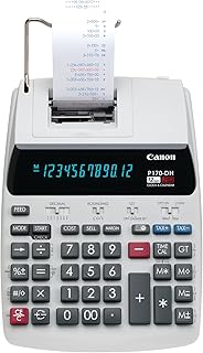 Настольный калькулятор Canon Office Products 2204C001 Canon P170-DH-3 с функцией конвертации валют, часами, календарем и расчетом времени, черно-белый/серебристый, 14,60 x 9,60 x 3,00 дюйма.