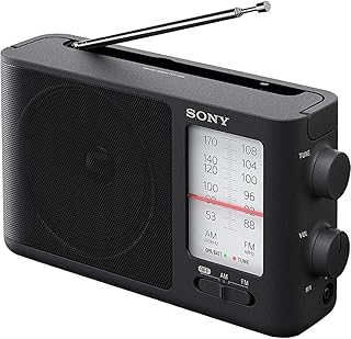 Портативный FM/AM радиоприемник Sony ICF-506 с аналоговым тюнером, черный, вес 2,14 фунта.