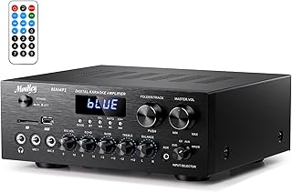 Стереоресиверы Moukey с Bluetooth 5.0, 2-канальный усилитель мощности 400 Вт, стереосистема с USB, SD, AUX, RCA, микрофонным входом, эхо-эффектом, светодиодной подсветкой для караоке, акустические системы для домашнего кинотеатра - MAMP1