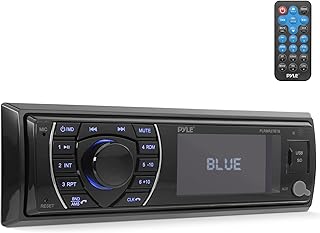 Морской стереоресивер Pyle 300 Вт с Bluetooth — однодиновая автомобильная AM/FM-магнитола с USB/SD-картой, AUX-входом, поддержкой MP3, встроенным микрофоном, эквалайзером, беспроводной потоковой передачей музыки и пультом дистанционного управления, 12 В — PLMRM29BT