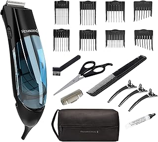 Набор для стрижки волос Remington Vacuum Haircut Kit, вакуумный триммер для бороды, машинка для стрижки волос для мужчин со съемной камерой для сбора волос и двойным двигателем (18 предметов)