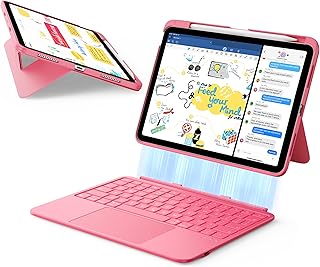 Чехол-клавиатура ESR для iPad 11-го поколения (A16) 2025/10-го поколения, сверхлегкая магнитная съемная клавиатура для iPad 10,9" с режимами письма/просмотра, увеличенный высокоточный трекпад, розовый.