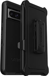 Чехол OtterBox для Google Pixel 8 Pro серии Defender — черный, прочный и долговечный, с защитой портов, в комплекте с кобурой и подставкой.