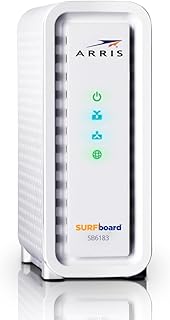 Кабельный модем ARRIS (SB6183-RB) — быстрый гигабитный модем DOCSIS 3.0 16x4, совместим с Comcast, Xfinity, Cox, Spectrum и другими, порт 1 Гбит/с, максимальная скорость интернета 400 Мбит/с, 2-летняя гарантия — восстановленный.