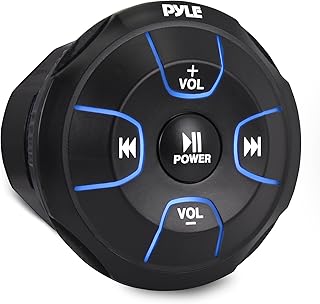 Усилитель беспроводного Bluetooth аудиоконтроллера Pyle - 300 Вт, кнопка управления мультимедиа Bluetooth, водонепроницаемый морской приемник с дистанционным управлением и AUX-входом, крепление для автомобиля, грузовика, лодки, морской техники и мототехники - PLMRBT18