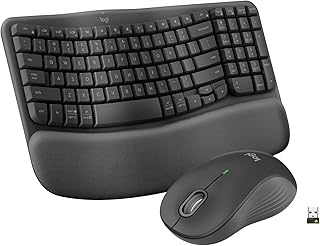 Комплект Logitech Wave Keys MK670, беспроводная эргономичная клавиатура с беспроводной мышью Signature M550 L, удобный и естественный набор текста, Bluetooth, Logi Bolt, для работы с различными ОС, Windows/Mac - графитовый цвет.