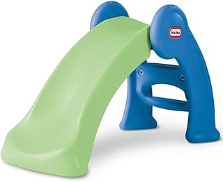 Детская игровая горка Little Tikes, зелено-синяя, высотой 1,5 метра или меньше.