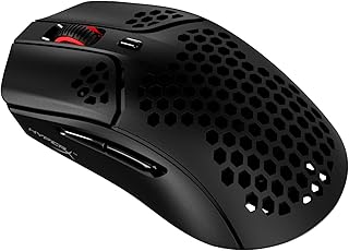 HyperX Pulsefire Haste – Беспроводная игровая мышь – Сверхлегкая, 61 г, 100 часов работы от батареи, беспроводная связь 2,4 ГГц, сотовый корпус, шестигранный дизайн, разрешение до 16000 DPI, 6 программируемых кнопок – Черная, 4P5D7AA