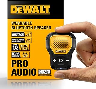 Портативная беспроводная Bluetooth-колонка DEWALT с креплением на зажим, водостойкая (без магнитов), встроенный микрофон для громкой связи и звонков, Bluetooth-колонка (желтая)