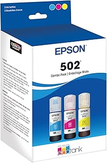 Набор чернил EPSON 502 EcoTank в бутылочках сверхбольшой емкости. Совместим с принтерами ET-2750, ET-2760, ET-2850, ET-3750, ET-3760, ET-3850, ET-4850 и некоторыми другими моделями EcoTank.